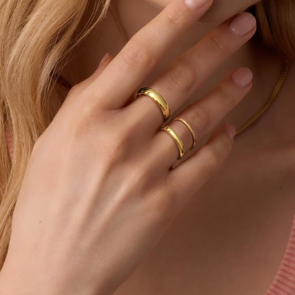 Versatile Stackable Gold Rings - 14k Plated Weddi… - image 2